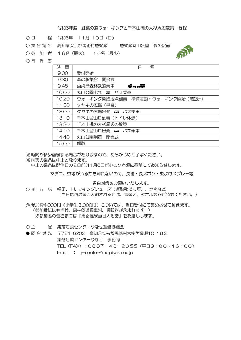  紅葉の道ウォーキングと千本山橋の大杉周辺散策